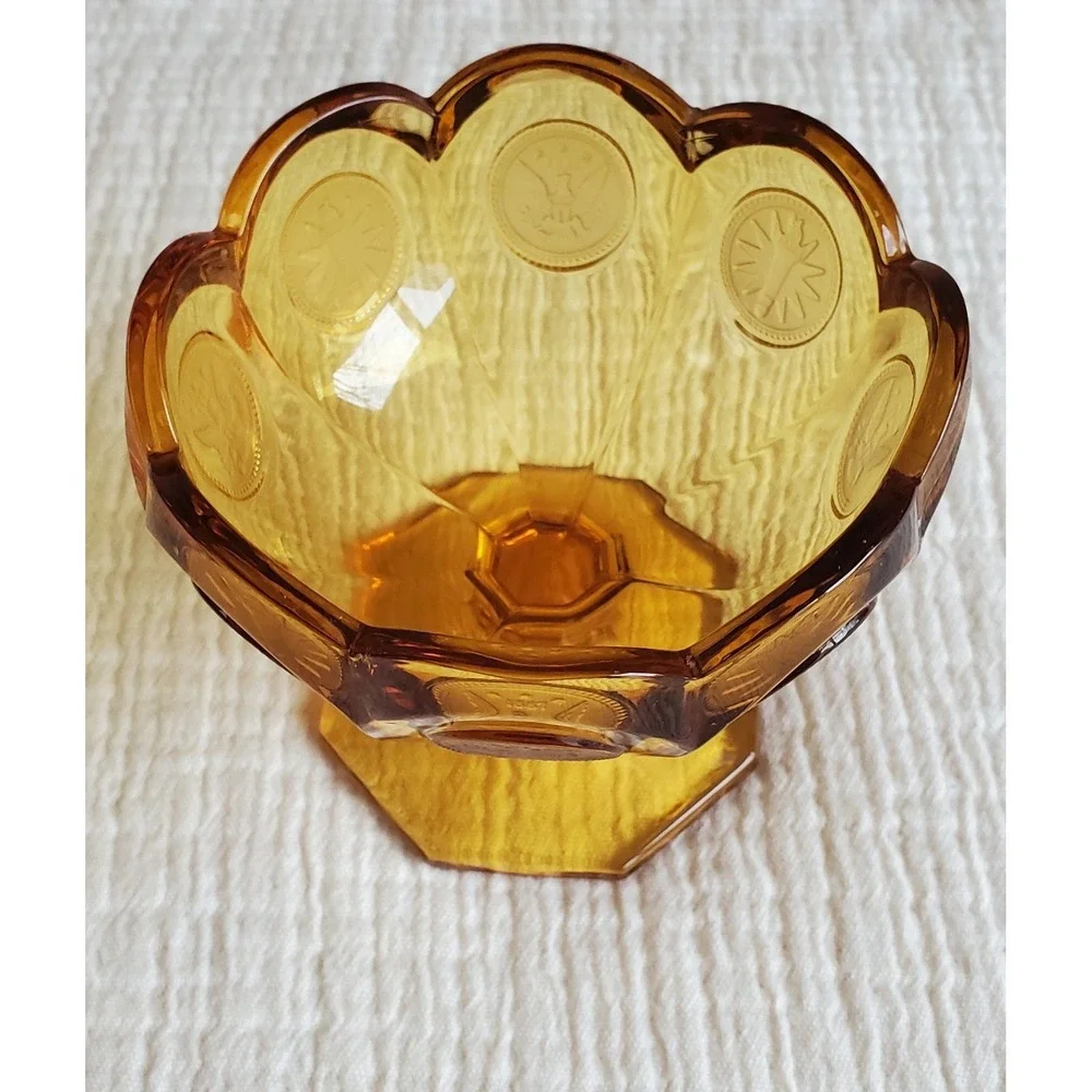Vintage Fostoria Amber Coin Glass /‎ Small Open Compote / Original / Candy Dish